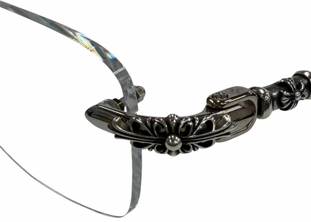 Chrome Hearts Rimless Rectangular Eyeglasses – Silver Gothic Edition