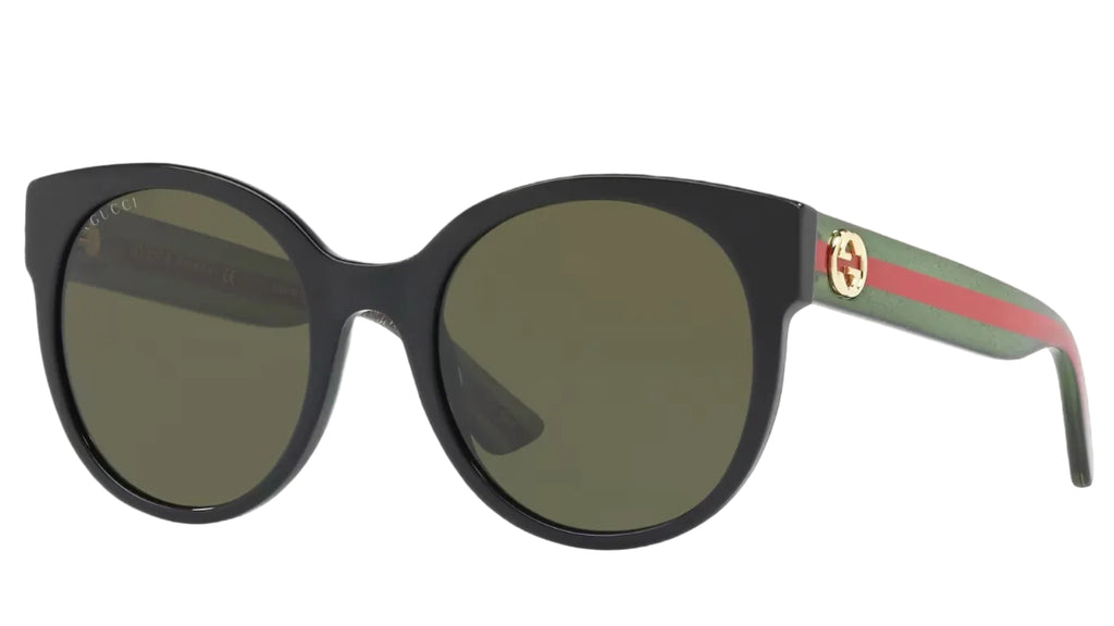 Sunglasses with a distinctive logo on a black background