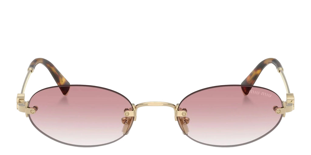 Miu Miu Luxury Oval Rimless Sunglasses – Gold Frame with Gradient Lenses