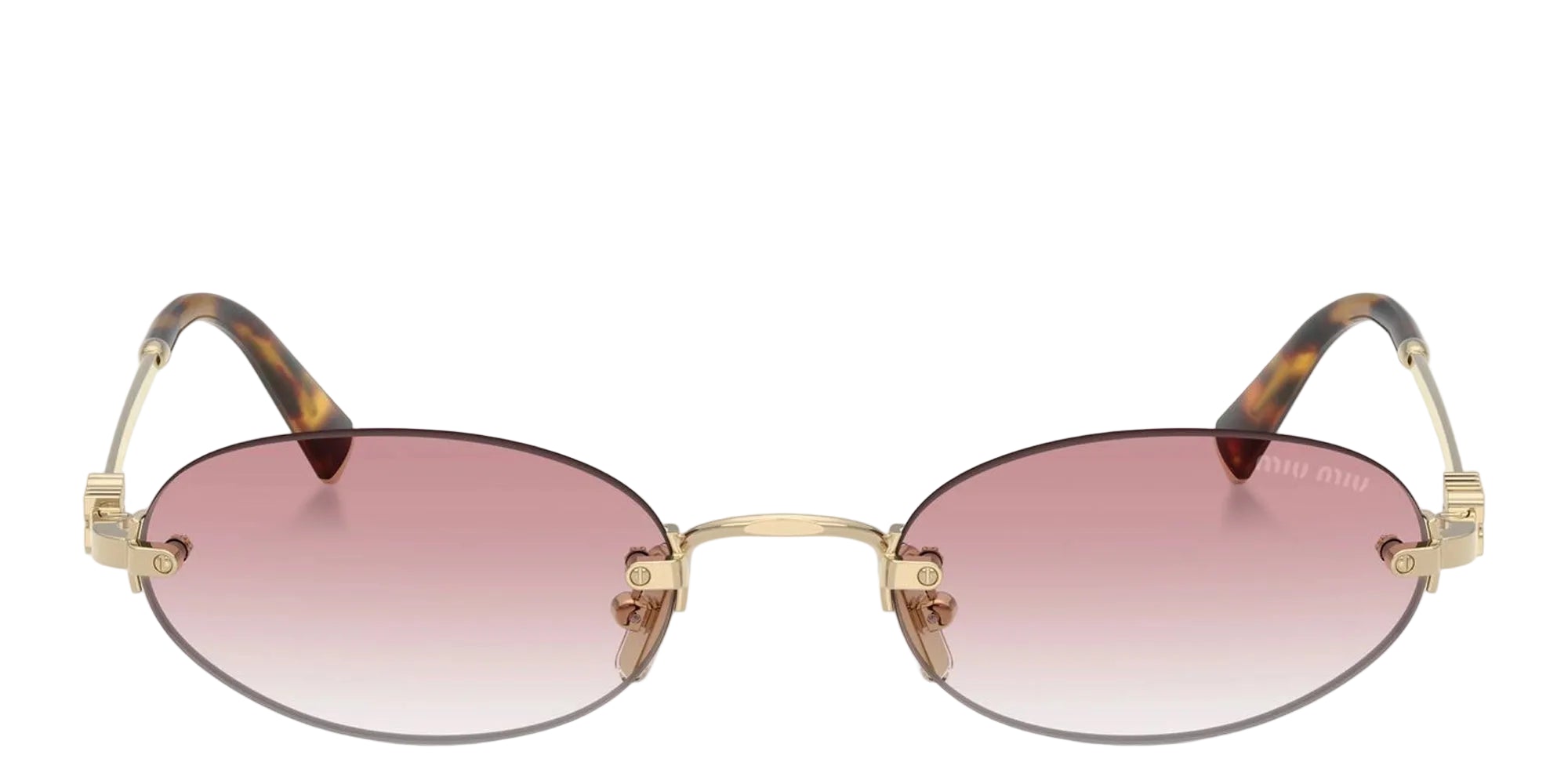 Miu Miu Luxury Oval Rimless Sunglasses – Gold Frame with Gradient Lenses