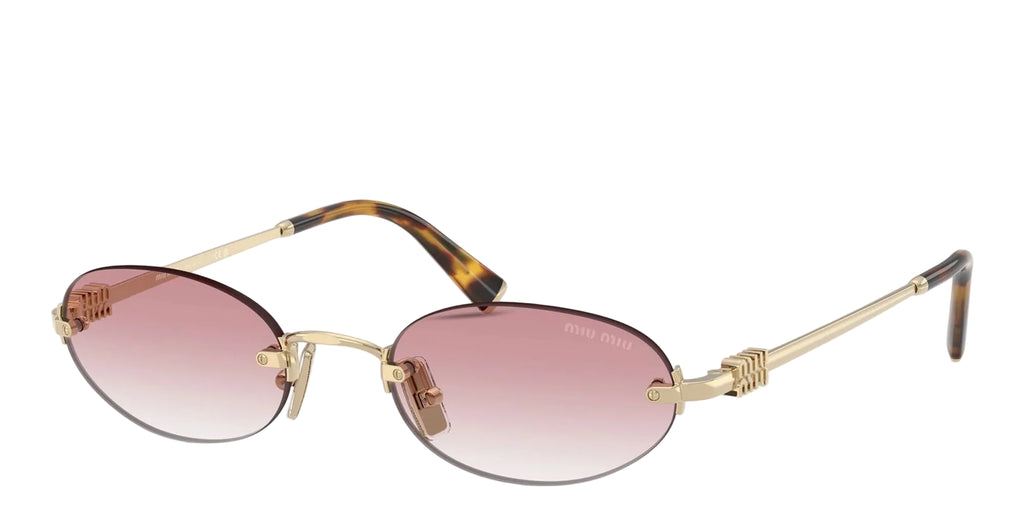 Miu Miu Luxury Oval Rimless Sunglasses – Gold Frame with Gradient Lenses