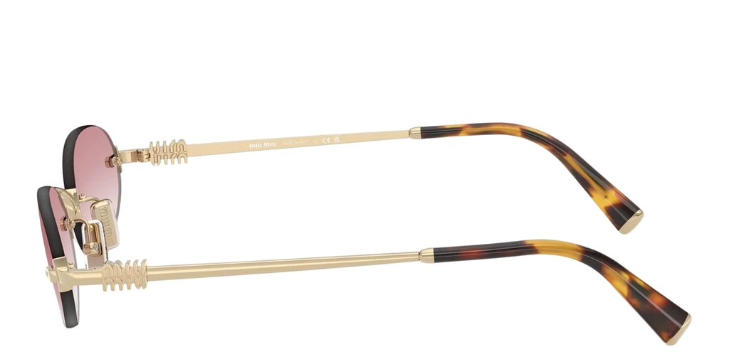 Miu Miu Luxury Oval Rimless Sunglasses – Gold Frame with Gradient Lenses