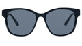 Black sunglasses with dark lenses on a white background