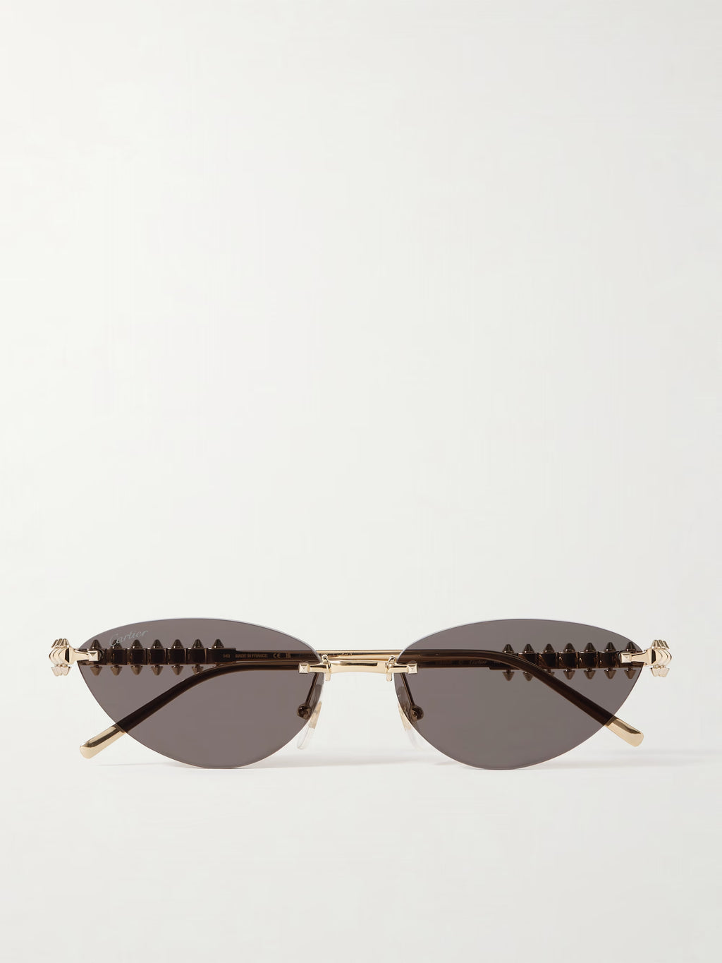 Cartier-Inspired Rimless Cat-Eye Sunglasses – Luxury Gold Frame