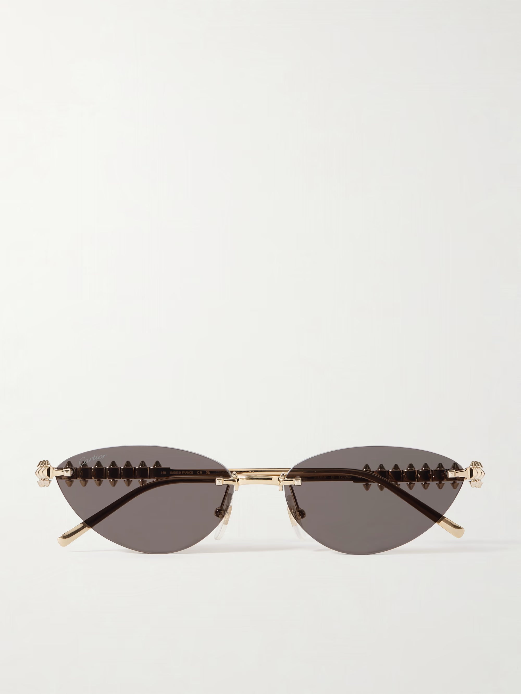 Cartier-Inspired Rimless Cat-Eye Sunglasses – Luxury Gold Frame