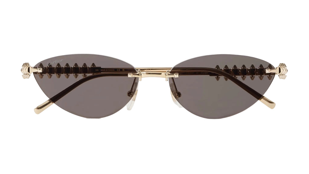 Cartier-Inspired Rimless Cat-Eye Sunglasses – Luxury Gold Frame