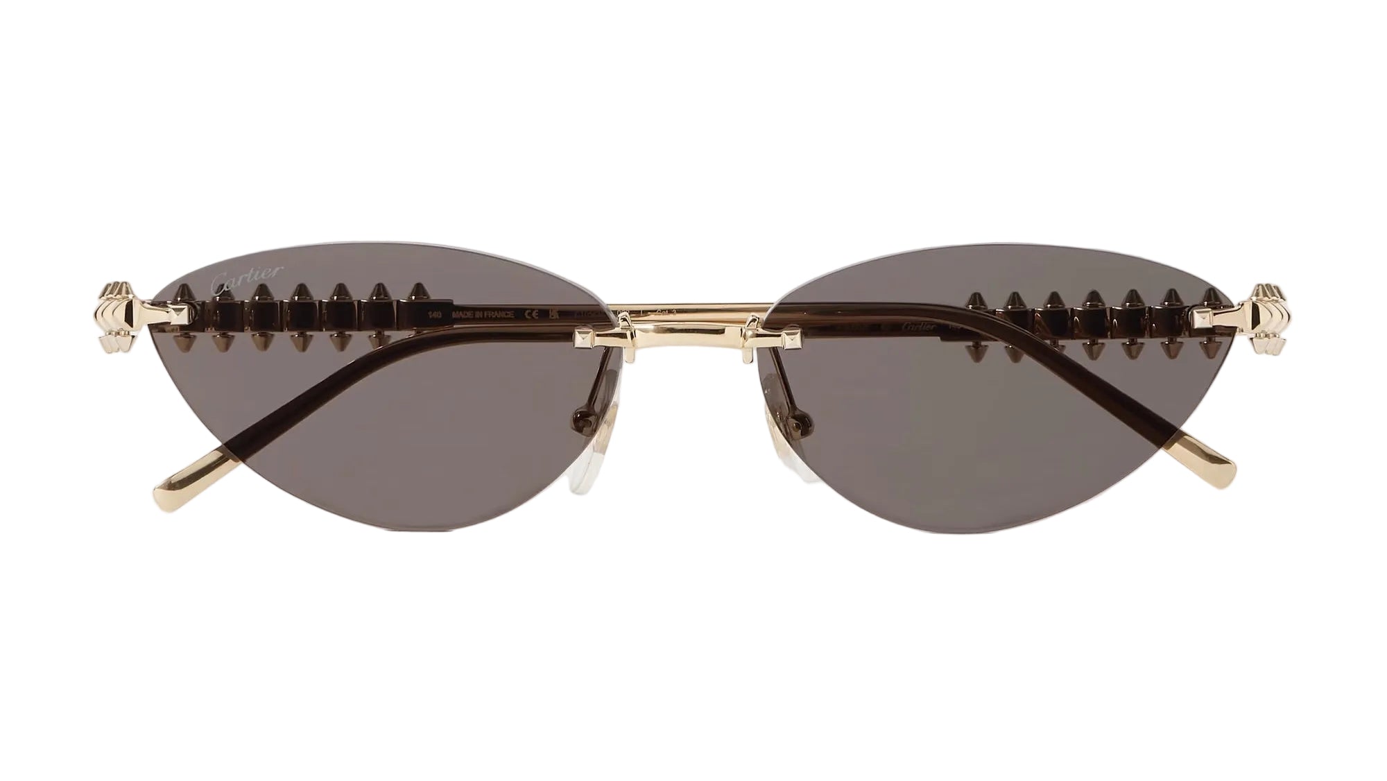 Cartier-Inspired Rimless Cat-Eye Sunglasses – Luxury Gold Frame