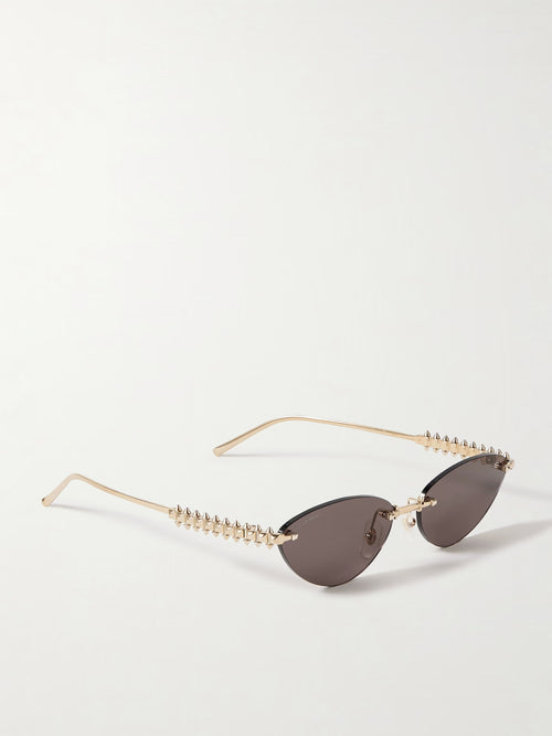 Cartier-Inspired Rimless Cat-Eye Sunglasses – Luxury Gold Frame