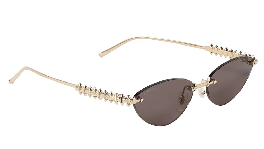 Cartier-Inspired Rimless Cat-Eye Sunglasses – Luxury Gold Frame