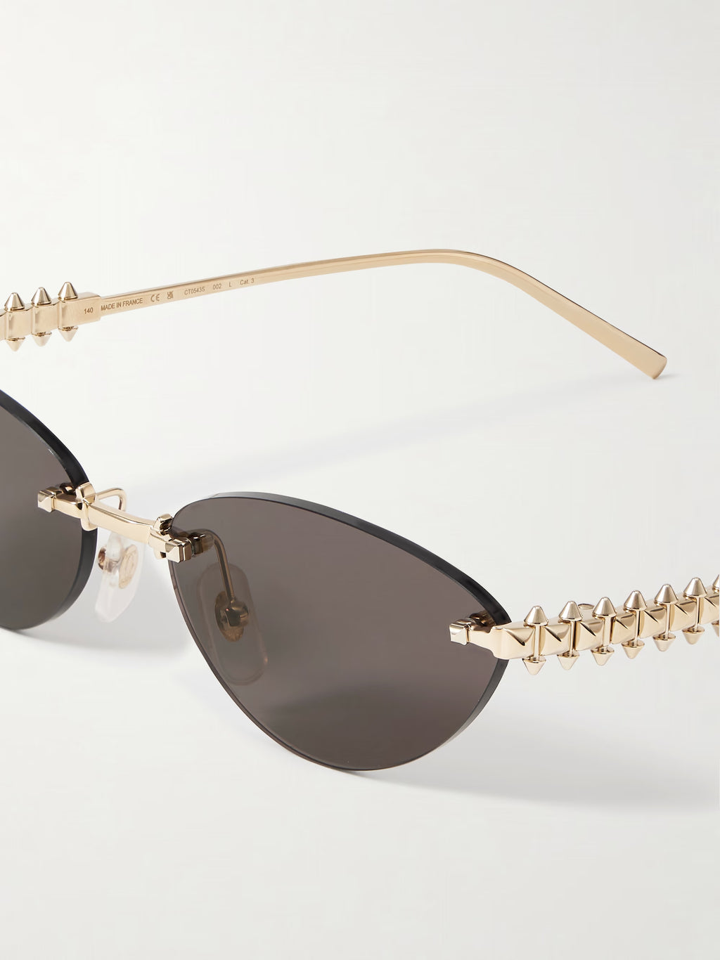 Cartier-Inspired Rimless Cat-Eye Sunglasses – Luxury Gold Frame