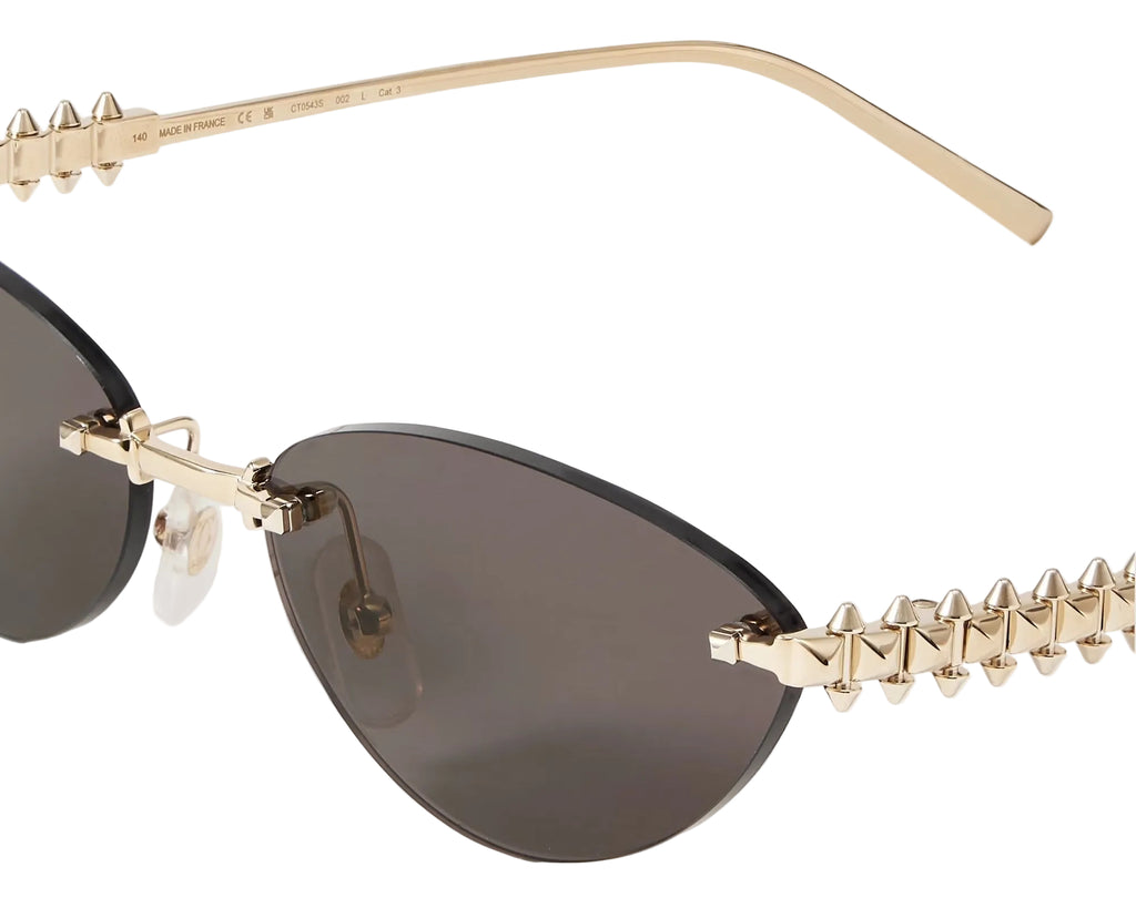 Cartier-Inspired Rimless Cat-Eye Sunglasses – Luxury Gold Frame