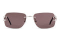 Cartier Rimless Rectangle Pink Tint Sunglasses – Gold Metal Frame