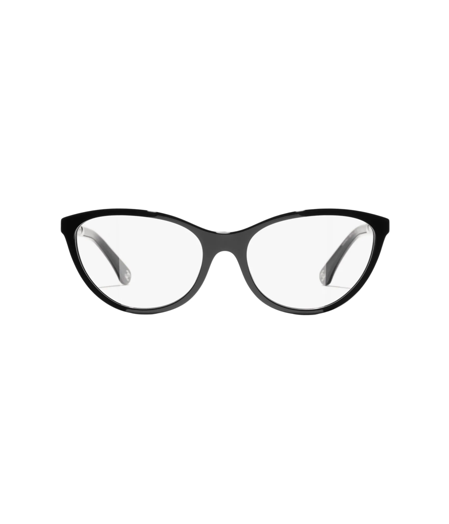 Chanel-Inspired Cat-Eye Black Eyeglasses with Pearl Detail – Elegant Acetate Frame