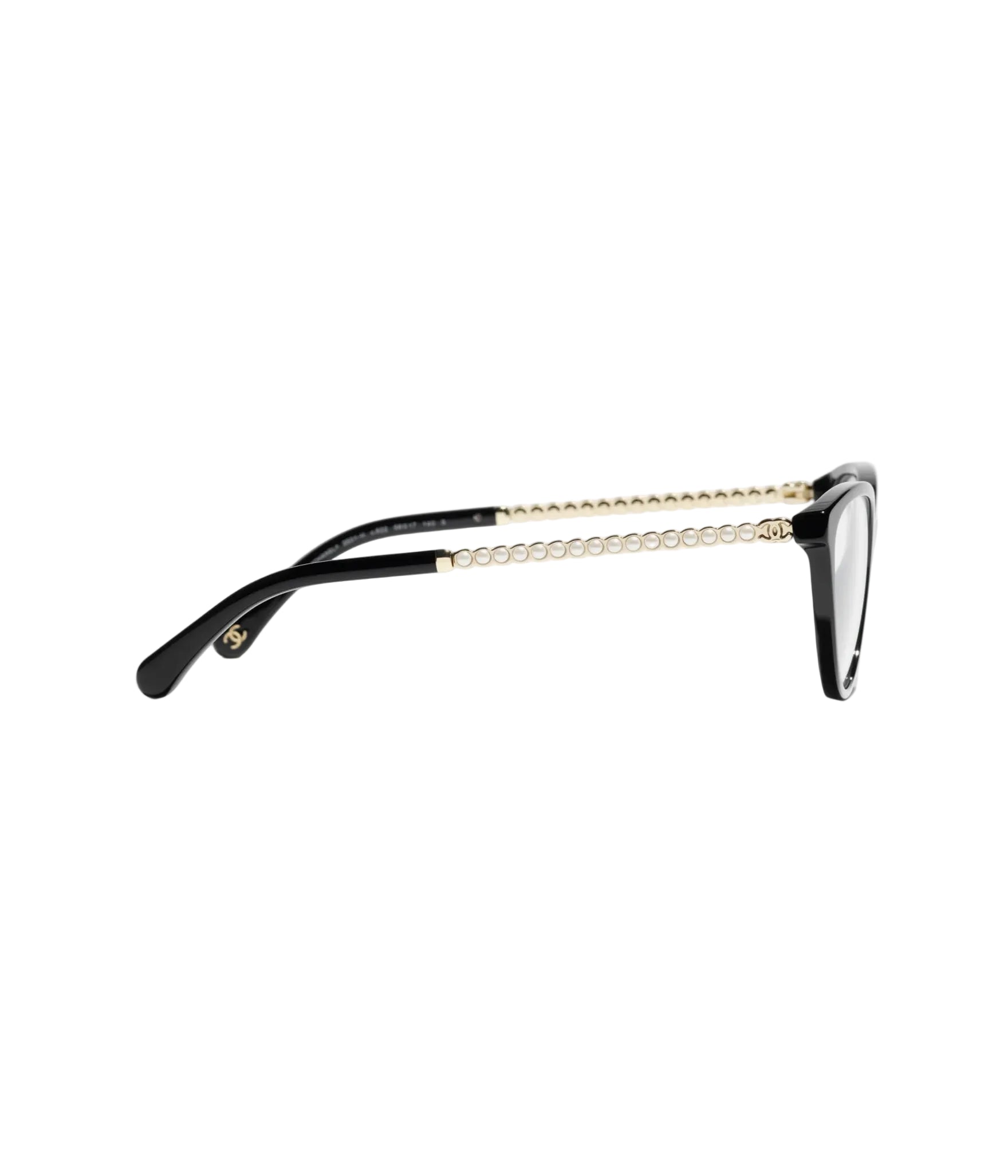 Chanel-Inspired Cat-Eye Black Eyeglasses with Pearl Detail – Elegant Acetate Frame