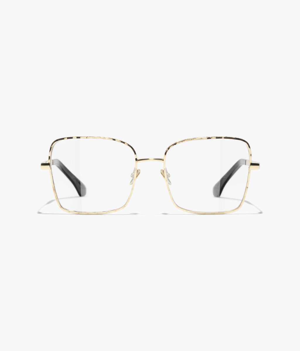 Chanel-Inspired Square Gold Eyeglasses – Minimal Metal Frame