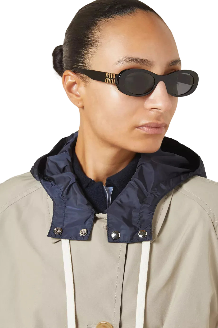 Miu Miu-Inspired MU 11WS Oval Sunglasses – Black Retro Glam Frame