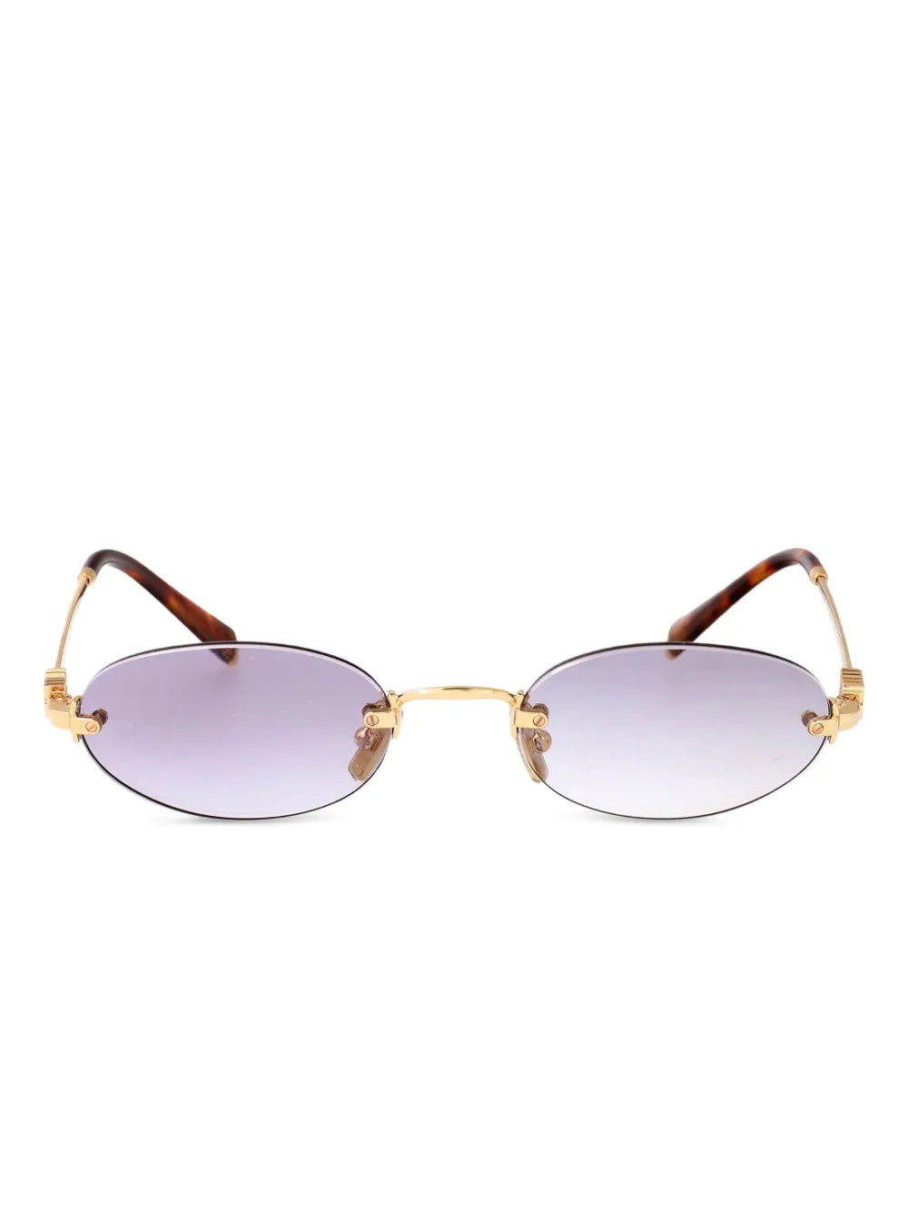 Miu Miu Luxury Oval Rimless Sunglasses – Gold Frame with Gradient Lenses