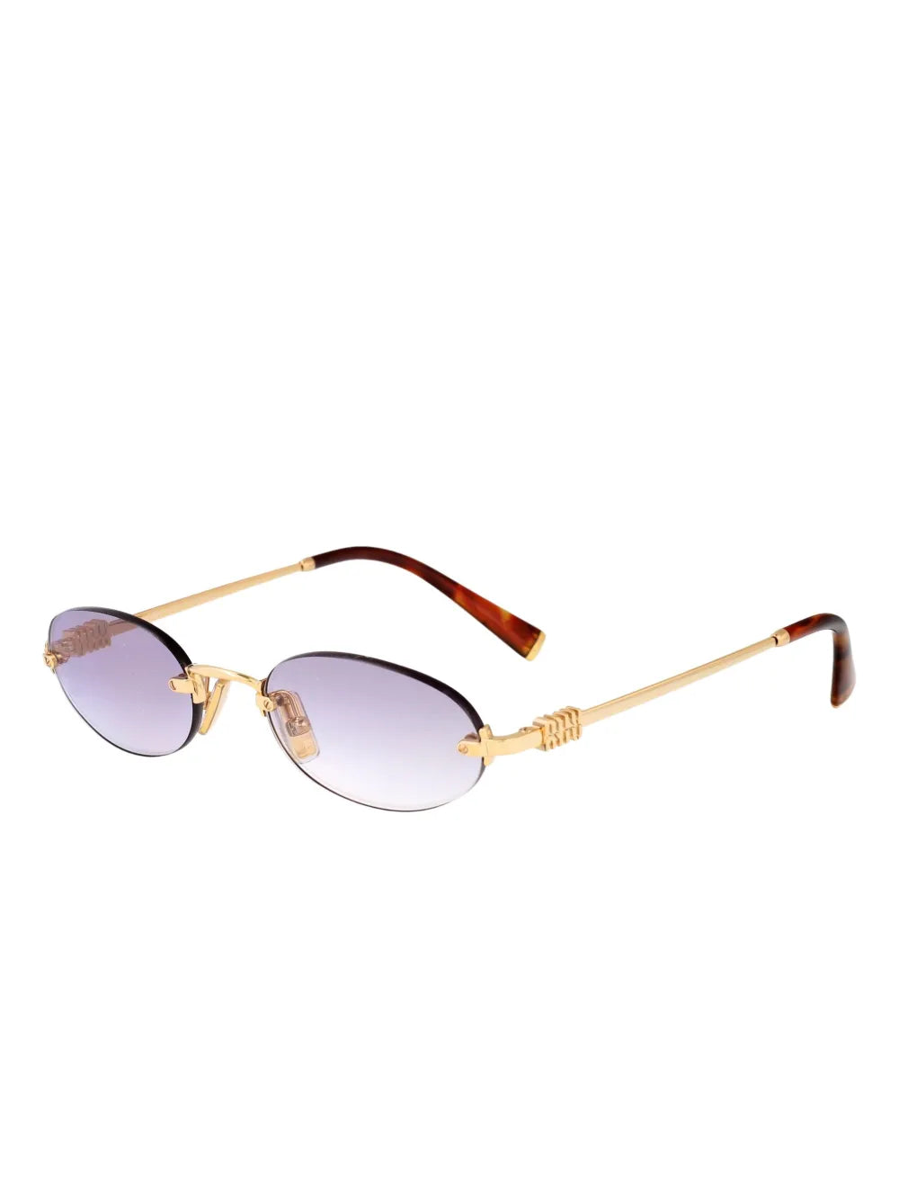 Miu Miu Luxury Oval Rimless Sunglasses – Gold Frame with Gradient Lenses