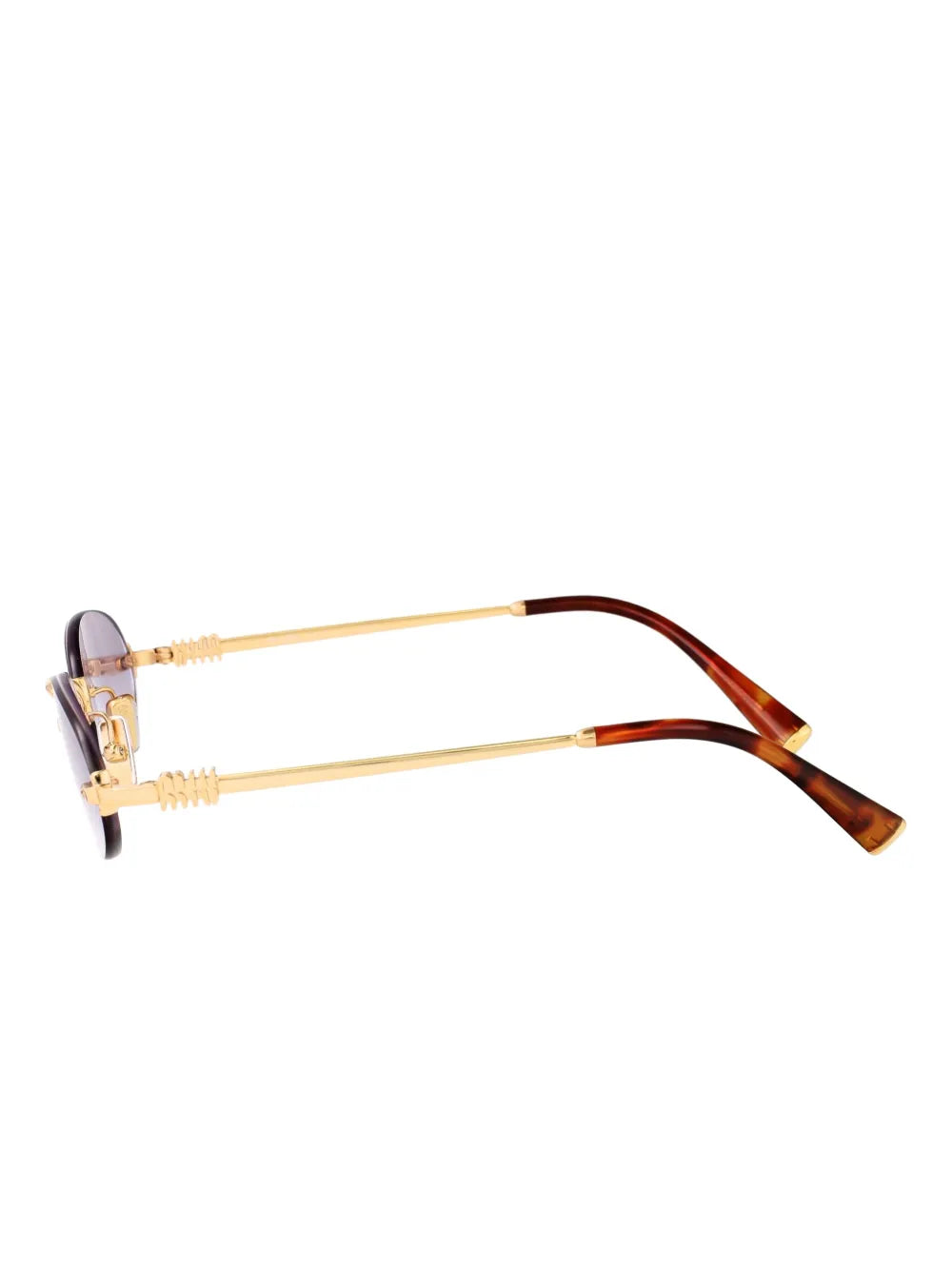 Miu Miu Luxury Oval Rimless Sunglasses – Gold Frame with Gradient Lenses