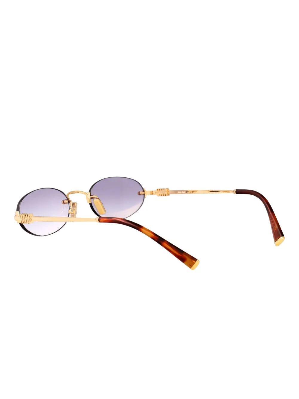 Miu Miu Luxury Oval Rimless Sunglasses – Gold Frame with Gradient Lenses