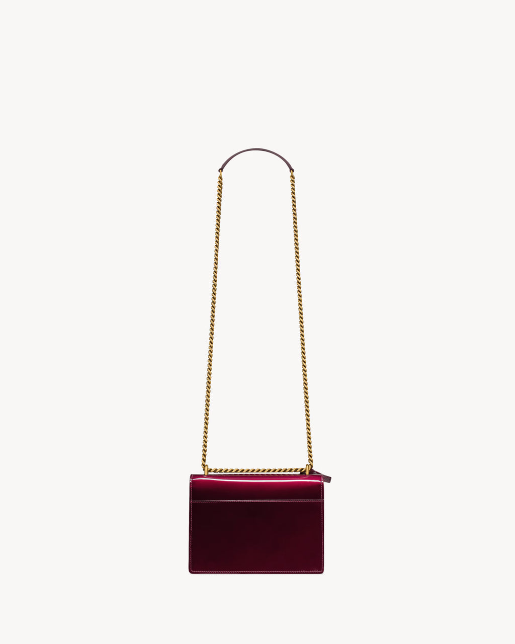 Saint Laurent-Inspired Envelope Chain Bag – Burgundy Leather Gold Logo