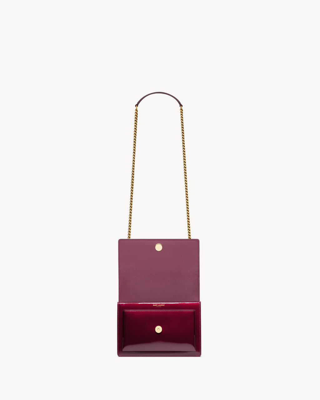 Saint Laurent-Inspired Envelope Chain Bag – Burgundy Leather Gold Logo