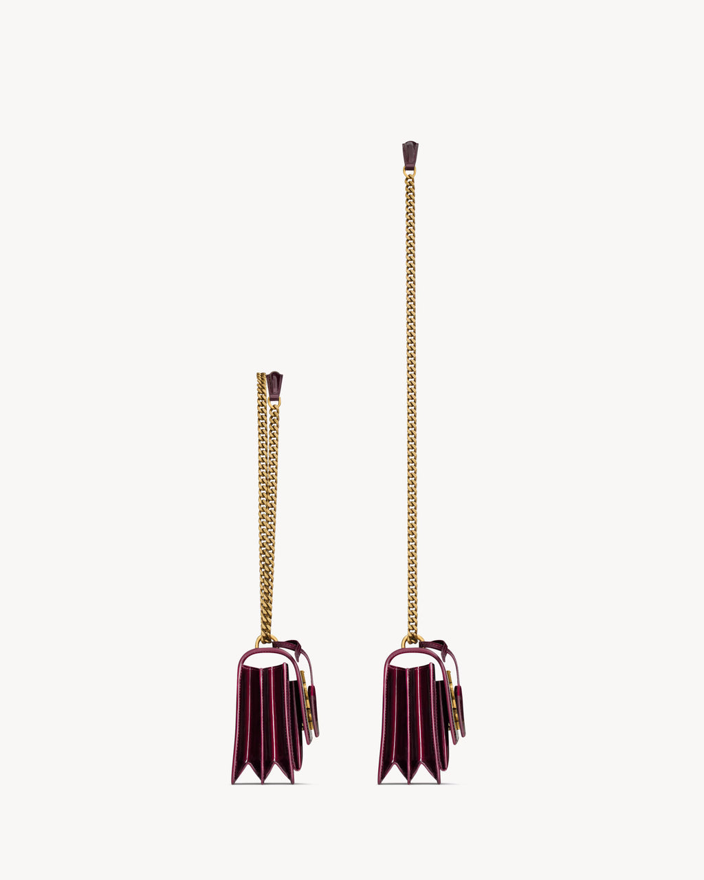 Saint Laurent-Inspired Envelope Chain Bag – Burgundy Leather Gold Logo