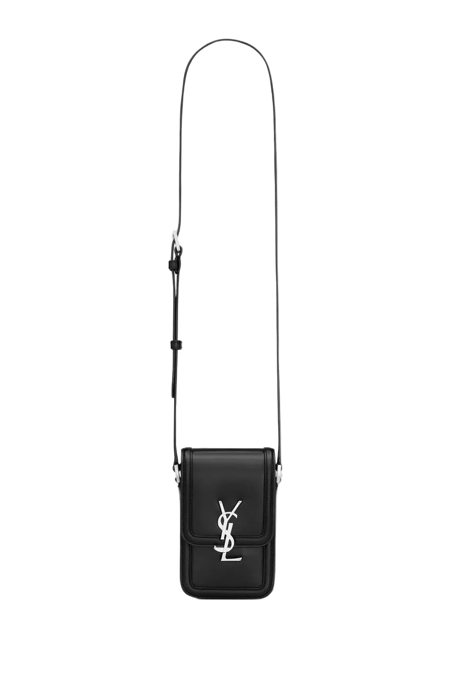 Saint Laurent Cassandre Phone Holder Bag in Smooth Leather – Black