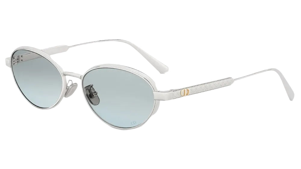 Dior Cannage R1U Round Sunglasses – Silver & Glacier Blue