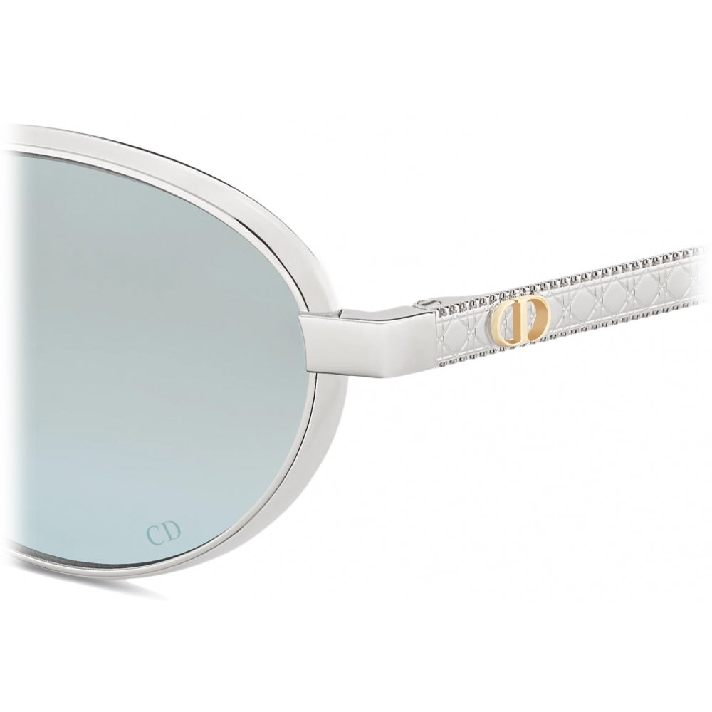 Dior Cannage R1U Round Sunglasses – Silver & Glacier Blue