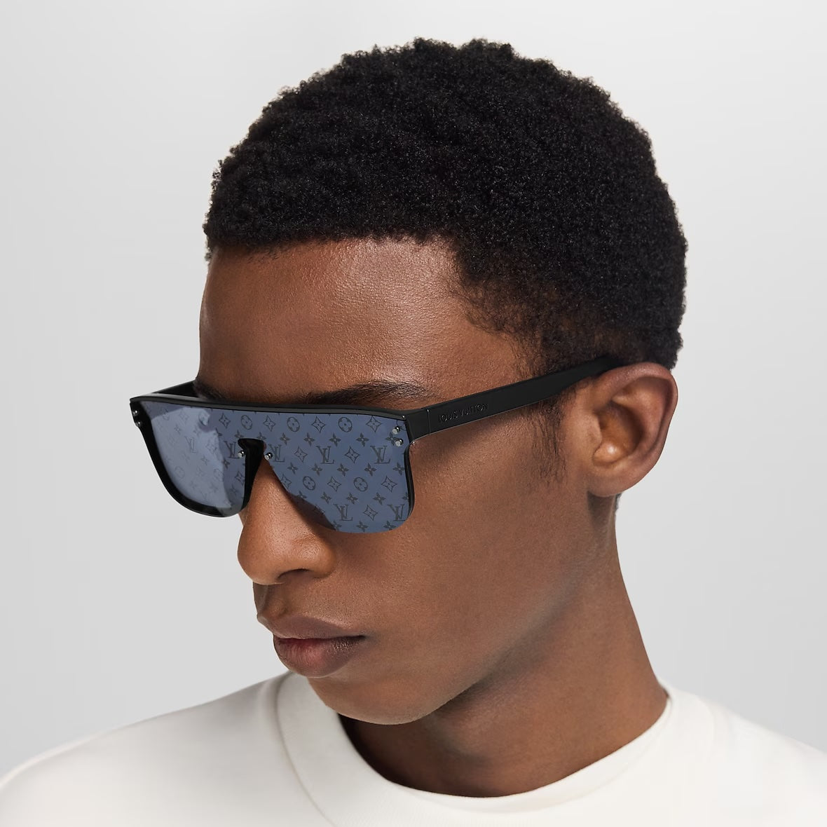 Louis Vuitton-Inspired LV Waimea Sunglasses – Bold Black Shield Frame